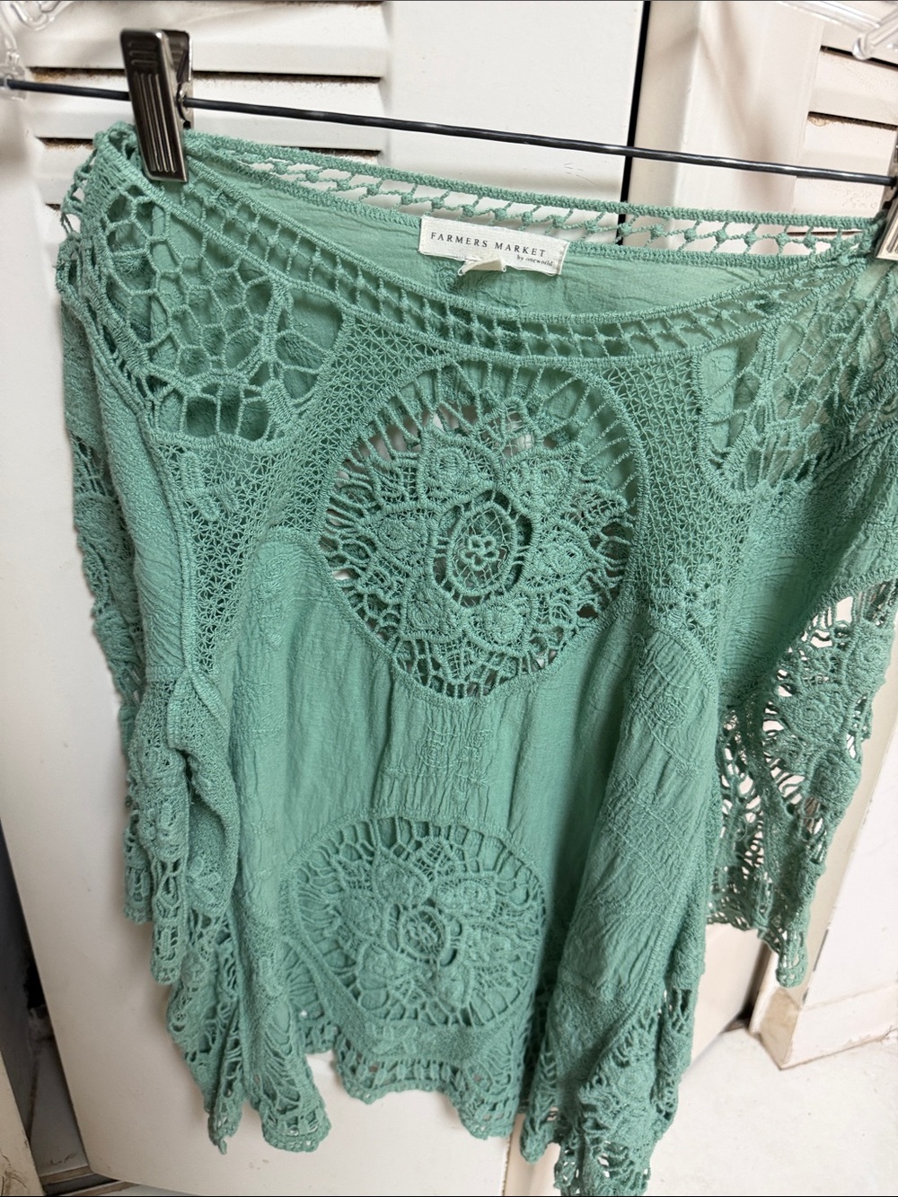 Farmers Market Women's Mint Green Crochet Tunic